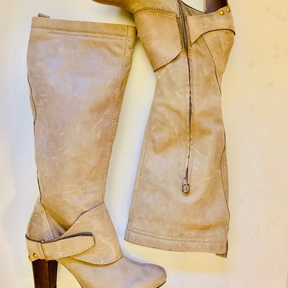 Apepazza Shoes - Apepazza Taupe Bologna Leather Buckle Zip Boot 9.5